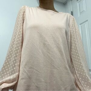 Adrianna Papell Tan and Pink 3/4 Sleeve Relaxed Blouse